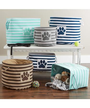 Bone Dry Small Round Gray Striped Paw Patch Pet Storage Bin - Buy Online on GoSupps.com