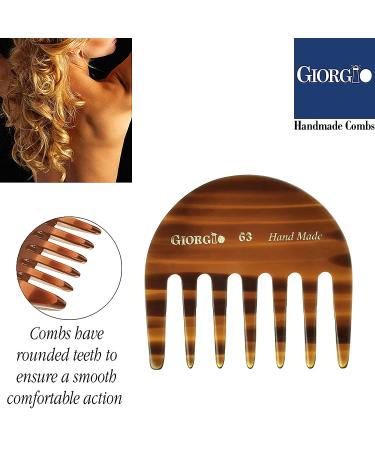 Giorgio G63 Small Travel Purse Hair Detangling Comb - Wide Tooth Comb for Curly Hair - Handmade of Cellulose - Tortoiseshell Finish - Ideal for Wet and Dry Hair Care - Buy Online on GoSupps.com