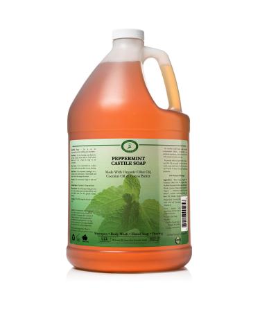 Carolina Peppermint Castile Soap Liquid   Skin-Softening Olive Oil Soap Organic Body Wash   Pure Castile Soap Peppermint Liquid Soap   Vegan Castille Soap Liquid (Peppermint  1 gallon) Peppermint 1 Gallon