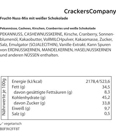  Crackerscompany CrackersCompany Fruit and Nut Mix with White Chocolate 700g elegant fruity balanced - Buy Online on GoSupps.com