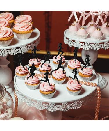 24 Pack Running Cupcake Toppers Black Glitter Sports Fitness Cupcake Picks for Running Theme Boys Girl Kids Birthday Party Cupcake Decorations Supplies - Buy Online on GoSupps.com
