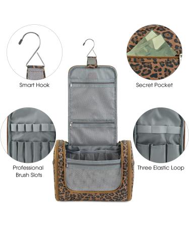 Large Hanging Toiletry Wash Bag Travel Makeup Cosmetic Organizer for Men Women by WANDF (Brown Leopard) - Buy Online on GoSupps.com