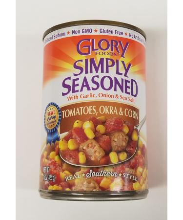 Glory Foods Sensibly Seasoned Tomatoes Okra and Corn 15 Ounce ( 6 - Pack )