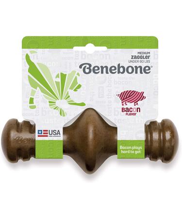 Benebone Zaggler Rolling Dog Chew Toy - Real Bacon Flavor, Made in USA - Medium Size for Aggressive Chewers - Buy Online on GoSupps.com