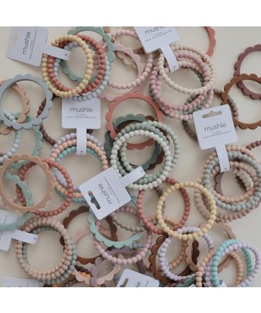 Mushie Pearl Bite Ring Bracelets - 3-Pack Dental Aid for Kids | Safe BPA-Free Teething Toys for Babies & Toddlers | Lilac Cyan & Soft Peach - Buy Online on GoSupps.com