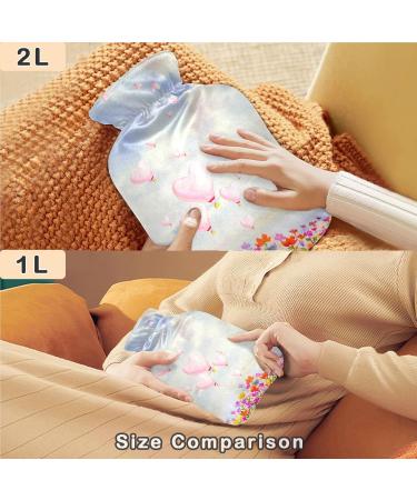 Naanle Floral Cat Hot Water Bottle 1L Transparent Heat Bottle for Pain Relief & Therapy | Back Hand Feet Warmer - Buy Online on GoSupps.com