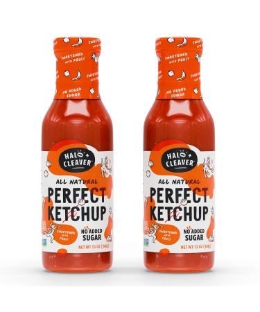 Halo and Cleaver Ketchup No Sugar Added - Added Sugar Free Ketchup Sweetened with Apples | Keto Friendly, Whole 30, Low Carb, Gluten Free, Vegan | 13 oz Pack of 2 Ketchup (2 Pack)