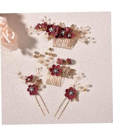 MAGICLULU 5 Sets Hairpin Wedding Hair Decoration Rhinestone Hair Clips Chinese Decor Japanese Hair Pin Rhinestone Bobby Pins Bride Hair Decor Red Women's Zinc Alloy Rhinestones Hair Comb - Buy Online on GoSupps.com