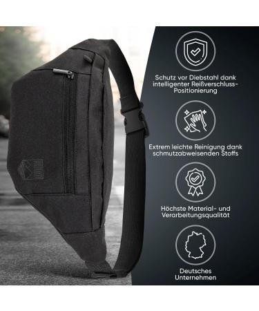 RUVO Fell-Hand Pocket - Stylish Black Belt Bag for Men & Women | Maximum Storage with 4 Zippered Compartments | Ideal for All Activities - Buy Online on GoSupps.com