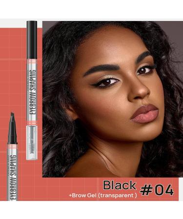 2-in-1 Microblading Eyebrow Pen with Sealing Gel | Waterproof All-Day Wear Natural Hair-Like Brows - Black - Buy Online on GoSupps.com