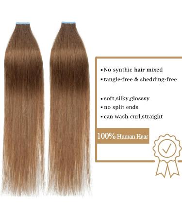 24 inches SEGO Tape in Hair Extensions Human Hair 40 Pieces #6 Light Brown Real Remy Hairpieces Invisible Straight Skin Weft Seamless Natural (100g) - Buy Online on GoSupps.com