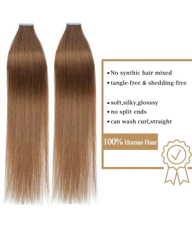 100% Remy Human Hair Tape-in Extensions - Light Brown #6 14 (35cm) - 40 Pieces + 10 Free Tapes - Buy Online on GoSupps.com