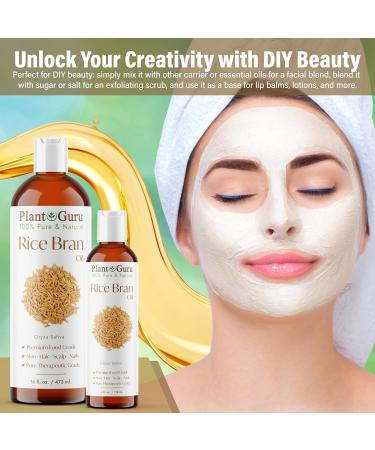 Plant Guru Rice Bran Oil 8 fl. oz. 100% Pure & Natural Carrier Oil for Skin Face Body and Hair Moisturizing. Great for DIY Creams Lotions and Lip Balms. - Buy Online on GoSupps.com