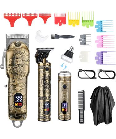 JTTJDB Professional Hair Clippers Set - Cordless T-Blade Trimmer Kit with LCD Display - Gold Knight - Buy Online on GoSupps.com