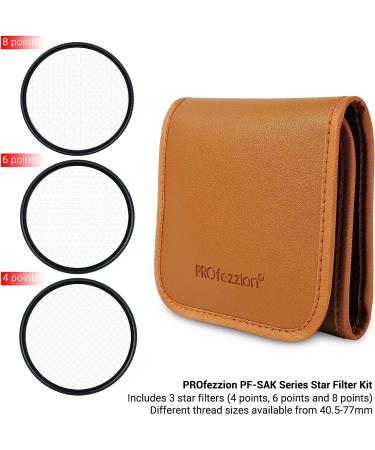 PROfezzion 67mm Star Filter Kit - 3 Pieces (4, 6, 8 Points) for Canon/Sony Camera Lens - Adjustable Starburst & Cross Star Effect Filter Set - Buy Online on GoSupps.com
