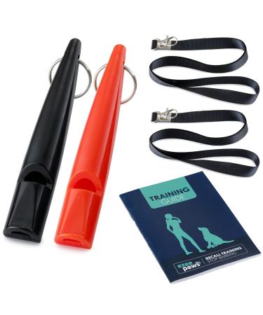 Ezee Paws 2 Pack of Dog Whistles for Recall with Lanyards and Dog Training Guide to Stop Dog Barking Dog Training Whistle