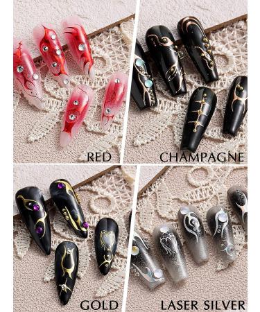 Gorvalin Y2K Nail Art Sticker Decals - 12 Sheets Metallic Cyber Punk Design for DIY Nail Decoration | Self-Adhesive Nail Charms for Women & Girls - Buy Online on GoSupps.com