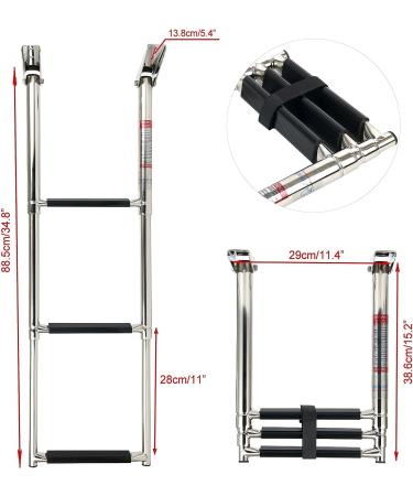 3 Step Stainless Steel Telescoping Boat Ladder Swim Step by Amarine Made - Buy Online on GoSupps.com