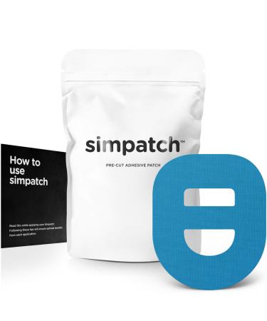 SIMPATCH – Omnipod Adhesive Patch with Strap (25-Pack) – Waterproof Adhesive, CGM Tape Blue