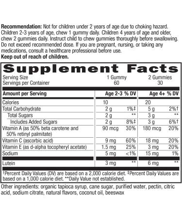Nature's Way Kids Healthy Eyes Gummies, Ages 2+, Tropical Fruit Punch, 60 Count - Buy Online on GoSupps.com