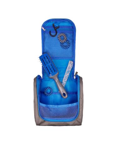 Practical Grey Blue Hanging Sports Toiletry Bag Set with Brush Hair Band & Ties | PARSA - Ideal for Travel & Gym - Buy Online on GoSupps.com