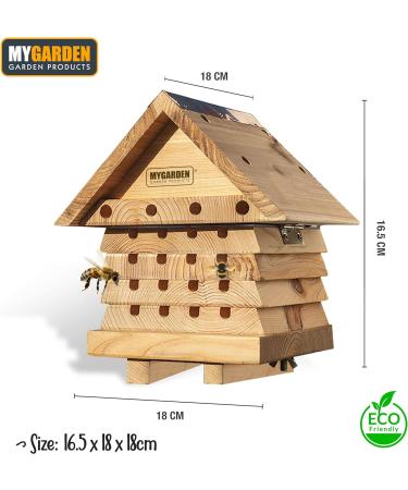 Wooden Beehive Bee Keeping Hotel - Weather Resistant Child Eco Friendly Shelter Habitat - Insect Bugs Mason Leafcutter Wild Solitary Bees Nesting Box - Outdoor Patio Garden Decoration House - Buy Online on GoSupps.com