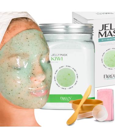 BR UN Peel-Off Kiwi Jelly Mask for Face Care A 23 fl oz Rubber Mask Jar for 30 to 35 Treatments A Skin Care Moisturizing Gel Mask of Spa Set for Men Women and Adults