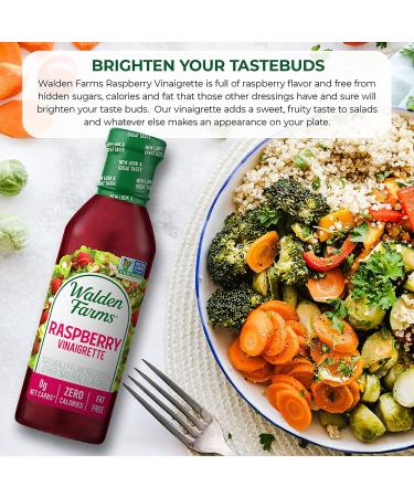 Walden Farms Raspberry Vinaigrette Dressing 12 oz (Pack of 2) - Sugar Free, 0g Net Carbs, Kosher Certified - Perfect for Salads, Pizza, Vegetables & Cocktails - Buy Online on GoSupps.com