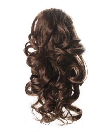 Onedor 12 Synthetic Fiber Natural Textured Curly Ponytail Clip In/On Hair Extension Hairpiece (10 - Medium Golden Brown) 10-Medium Golden Brown