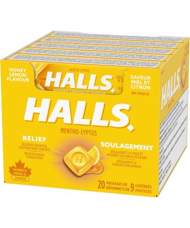 Halls Honey Lemon Cough Drops 9 count 20 Packs Cough Drops Honey Lemon Singles (Full Tray) - Buy Online on GoSupps.com