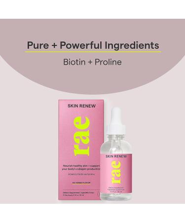 Rae Wellness Skin Renew Drops - Biotin & L-Proline for Healthy Hair, Skin, Nails - Vegan, Non-GMO, Gluten-Free - 1.9 fl oz - Buy Online on GoSupps.com