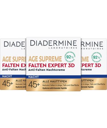 Diadermine DIADERMINE Age Supreme 3D Anti-Wrinkle Night Cream with Hyaluronic Acid Activating Peptides (3 x 50 ml)