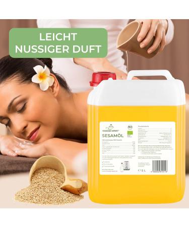 Buy Bio Cold-Pressed Sesame Oil for Massage Ayurveda & Skin Care - 5L Canister - Expert Quality - Buy Online on GoSupps.com