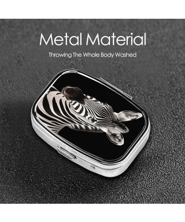 Zebra Printing Small Pill Case - 2 Compartment Travel Pill Organizer | Cute Purse Pill Box for Pocket & Gifts - Buy Online on GoSupps.com