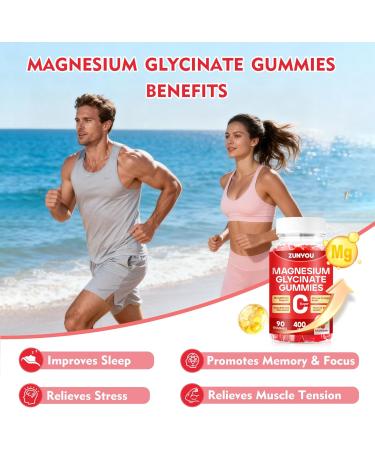 Magnesium Glycinate Gummies 400mg Sugar Free Magnesium Gummies for Sleep Muscle Support and Relaxation Calm Magnesium Supplements for Women and Men 90 Count - Buy Online on GoSupps.com