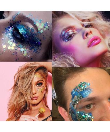 Body Face Glitter Gel SUPGIFT 5 Colors - Holographic Chunky Laser Mermaid Glitter for Makeup, Hair, Nail, Craft - 7.8oz with Spoon - Buy Online on GoSupps.com