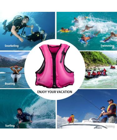 OMOUBOI Inflatable Snorkel Vest | Adult Swimming Jacket for Diving, Surfing & Water Sports (Pink) | 90-220lbs - Buy Online on GoSupps.com