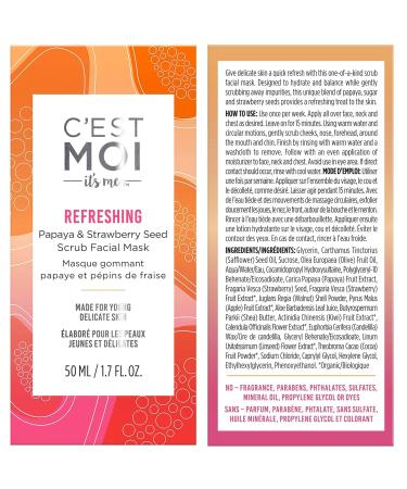 C'est Moi Refreshing Papaya & Strawberry Seed Scrub Facial Mask | Hydrate & Balance Skin | Non-Toxic EWG Verified 1.7 oz - Buy Online on GoSupps.com