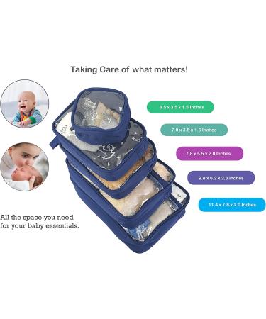 Llama Bella Navy 5pc Diaper Bag Organizer Set with Clear Pouches, Straps, and Pacifier Case - Buy Online on GoSupps.com
