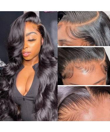 Aicrelery HD Lace Front Wigs Human Hair Body Wave 13x6 Lace Frontal Wig Pre Plucked Bleached Knots With Baby Hair 180 Density Brazilian Human Hair Wigs for Black Women (26 Inch  Natural Color) 26 Inch 13x6 Body Wave Lace...