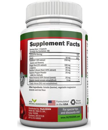 Herbal Blood Circulation Support Supplement - Promotes Healthy Blood Flow & Leg Comfort with Hawthorn, Niacin, L-Arginine & More - Buy Online on GoSupps.com