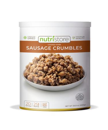 Nutristore Freeze-Dried Sausage Crumbles | Emergency Survival Bulk Food Storage | Premium Quality Meat | Perfect for Lightweight Backpacking, Camping, Home Meals | USDA Inspected | 25 Year Shelf-Life 1-Pack
