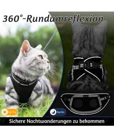 Rabbitgoo Cat Dishes & Adjustable Cat Harness - Reflective Vest for Small Cats - 1 Pack Black - Buy Online on GoSupps.com