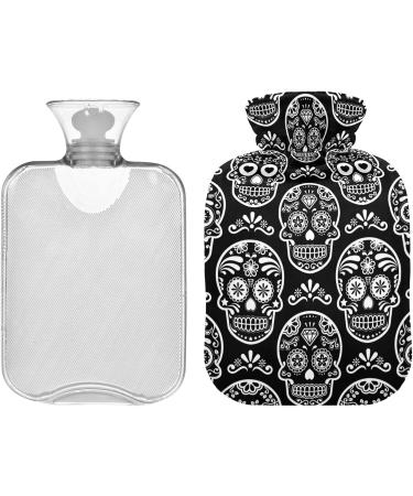 Naanle Sugar Skull Floral 2L Hot Water Bottle - Heat & Cold Therapy for Pain Relief | Large Transparent Bottle for Bed Hands & Feet - Buy Online on GoSupps.com