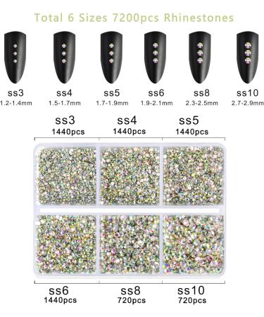 Beadsland 7200PC Flatback Rhinestones - Clear Nail Gemstones Mixed Sizes SS3-SS10 for Handicrafts with Wax Pencil Kit - Buy Online on GoSupps.com