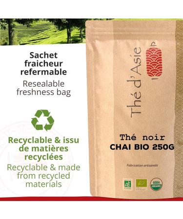  Khla Khla - Organic Chai Tea for Chai Latte - 250g Loose Leaf Bag - Black Chai Masala Tea - Organic Ceylon Spiced Tea - Dried Leaves - Buy Online on GoSupps.com