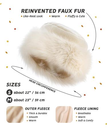 Futrzane Women's Faux Fur Trimmed Russian Winter Hat - Classy Ecru Rabbit Fleece Design - Buy Online on GoSupps.com