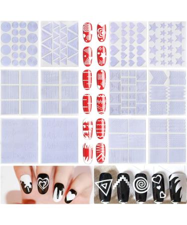 LABOTA 1800+ French Manicure Nail Stickers - 60 Designs DIY Nail Art Tips Guides Stencil Tools - 48 Sheets - Buy Online on GoSupps.com