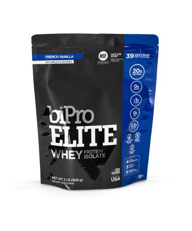 BiPro Elite 100% Whey Protein Powder Isolate for High-Intensity Fitness, French Vanilla, 2 Pounds - Approved for Sport, Sugar Free, Suitable for Lactose Intolerance, Gluten Free Vanilla 2 Pound (Pack of 1)