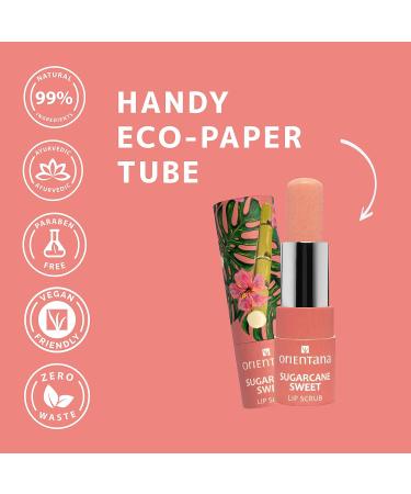 Orientana Lip Scrub Stick | Sugarcane Sweet | 99% Natural Vegan & Organic | Eco-Friendly Hydrating Lip Treatment | Moisturizing Peeling & Smoother - 4.2g - Buy Online on GoSupps.com